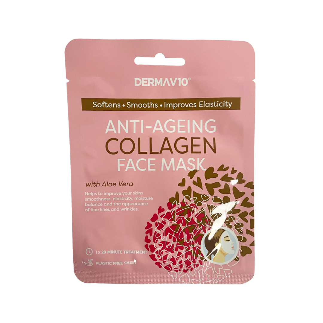 Derma V10 Anti Ageing Collagen Face Mask - Healthpoint